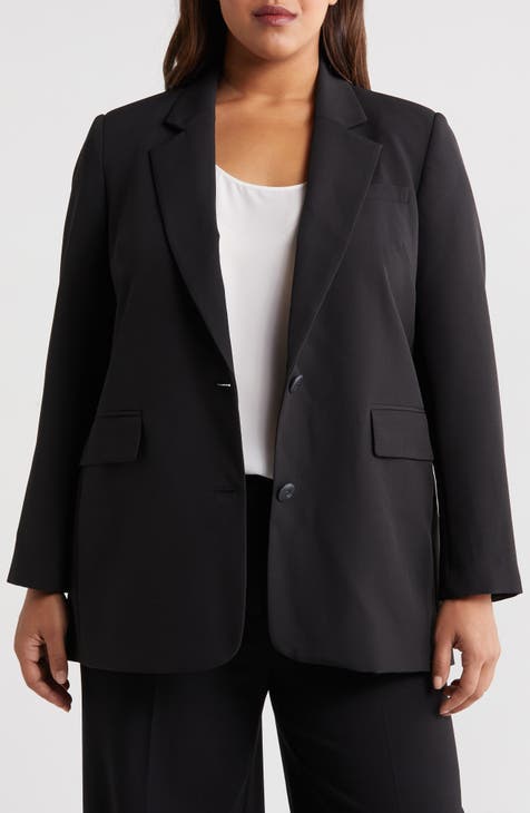 Notch Collar Blazer (Plus Size)