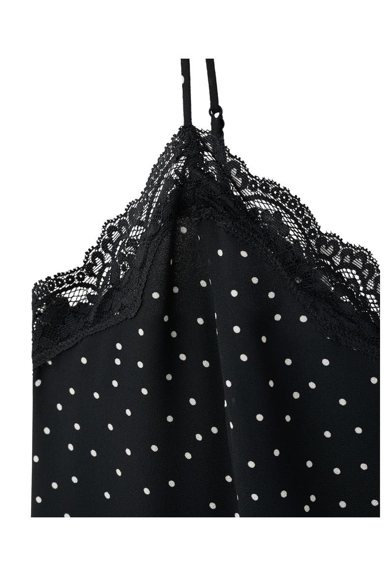 Polka-Dotted Dress with Lace Detail, Alternate, color, BLACK