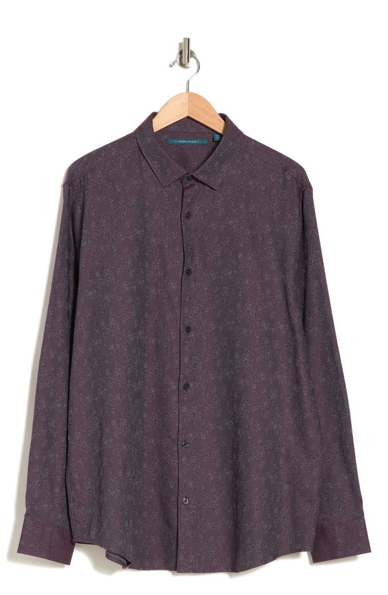 Perry Ellis Floral Jacquard Cotton Button-Up Shirt, Alternate, color,