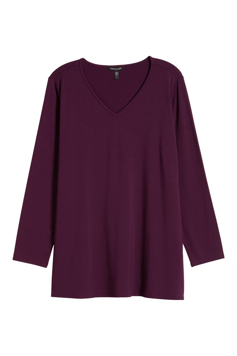 Easy V-Neck Tunic, Alternate, color, BLACKBERRY