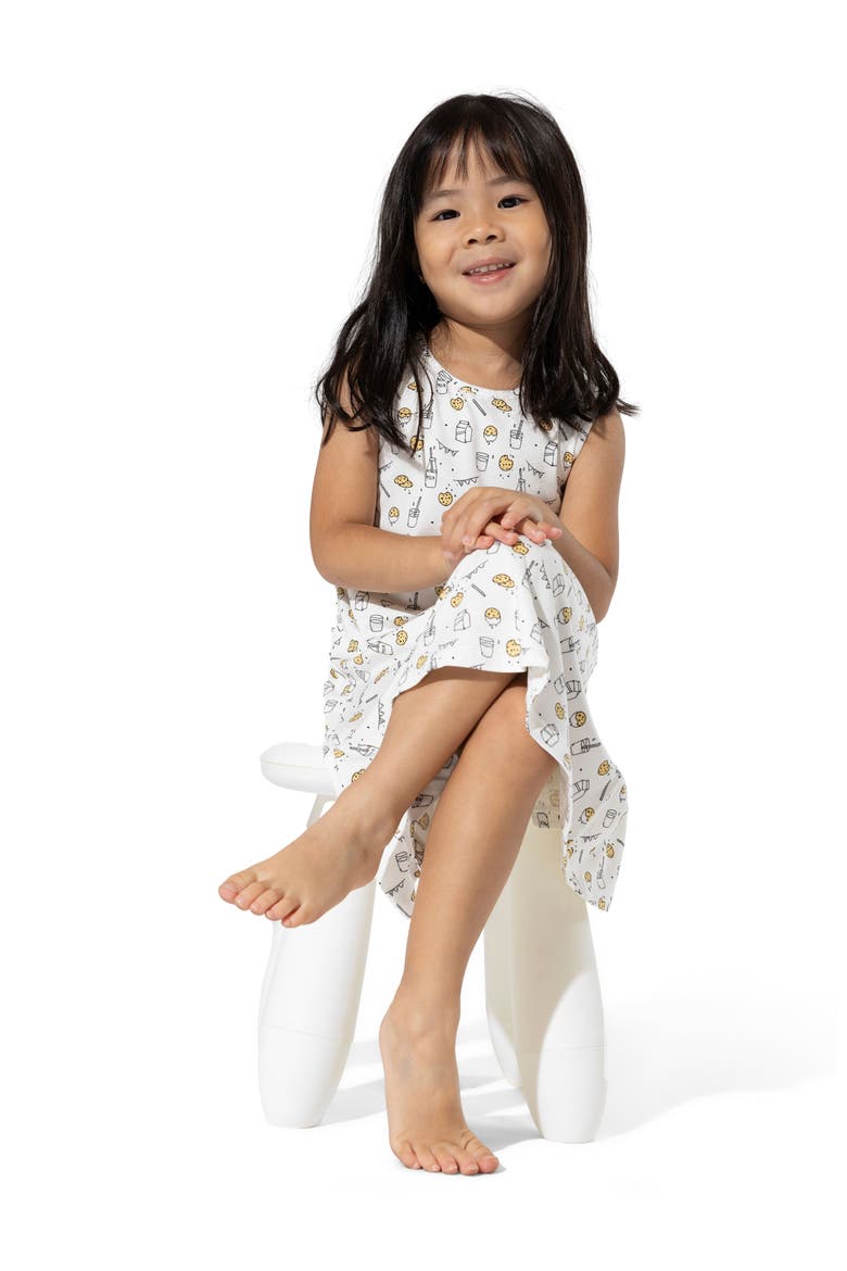 Kids' Milk & Cookies White Sleeveless Dress, Alternate, color, Milk & Cookies