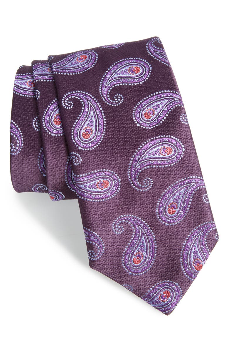 Canali Paisley Silk Tie, Main, color, 