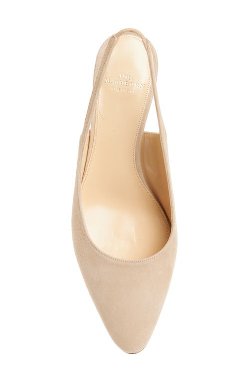 Ann Mashburn Block Heel Slingback Pump In Camel Suede
