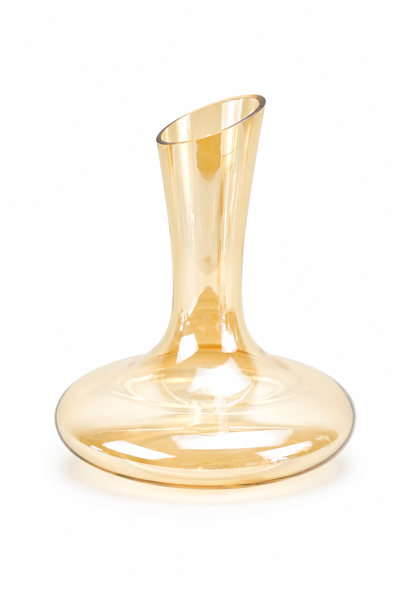 Jeanne Fitz Slant Collection Wine Decanter and Set of Four Stemless Wine Glasses, Gold, Alternate, color, Gold