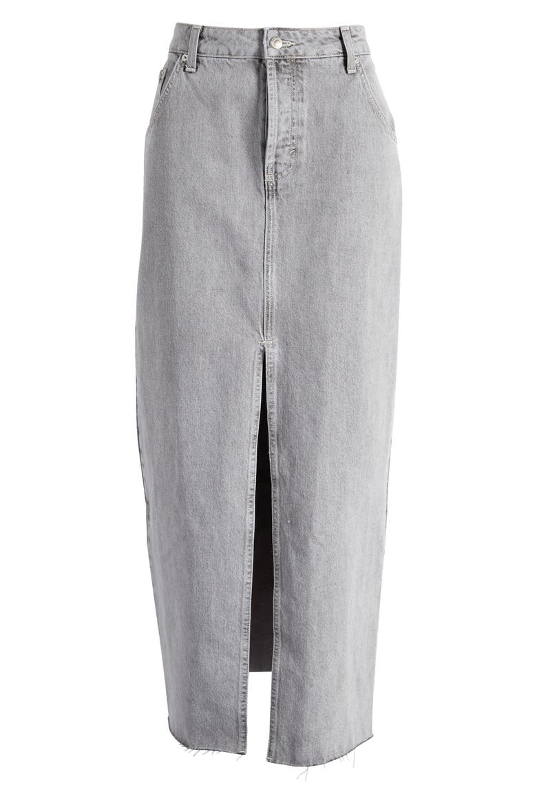 Nonstretch Denim Maxi Skirt, Alternate, color, GREY