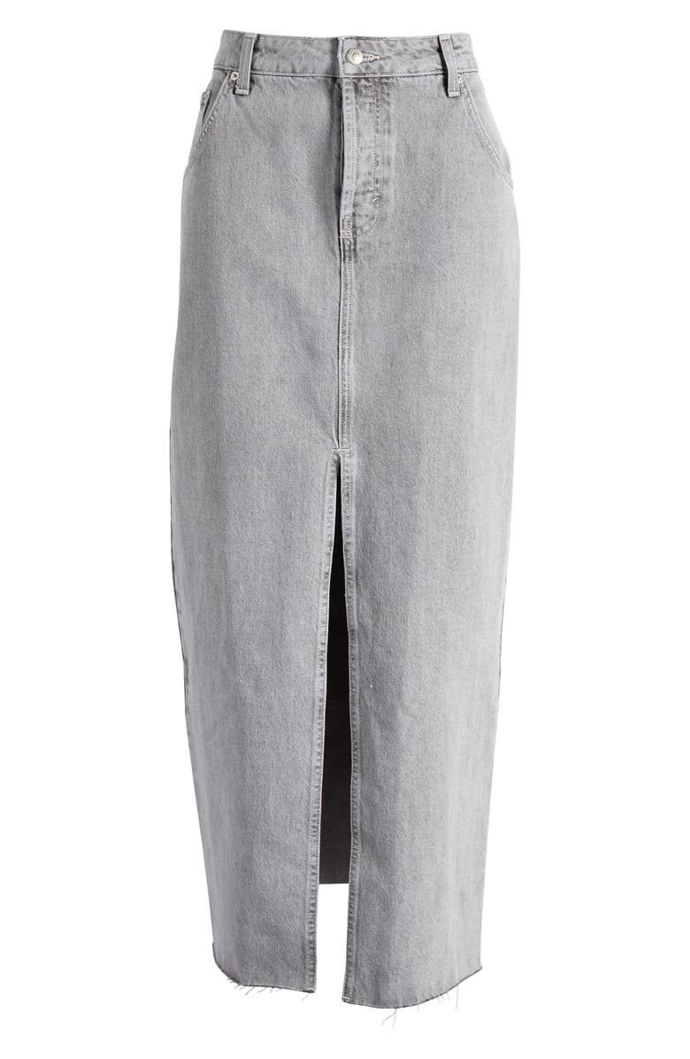 Topshop Nonstretch Denim Maxi Skirt, Alternate, color,