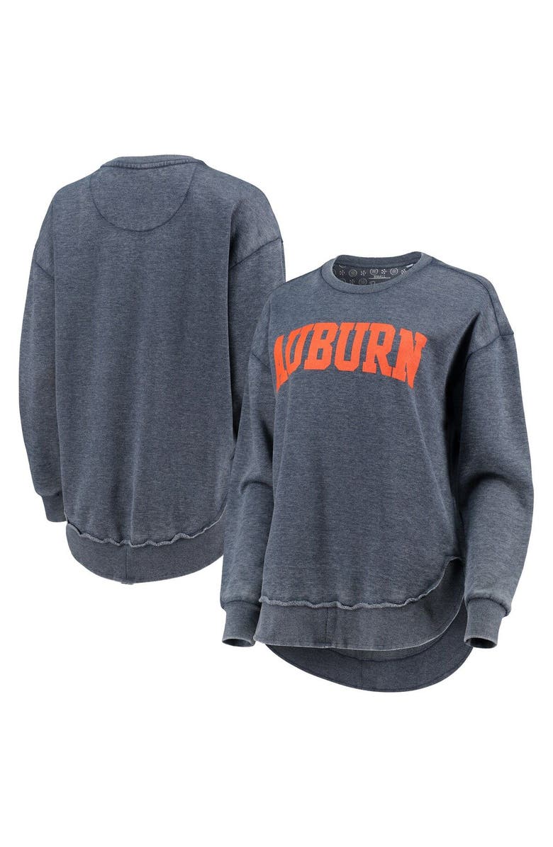PRESSBOX Women's Pressbox Navy Auburn Tigers Vintage Wash Pullover Sweatshirt, Main, color, Navy