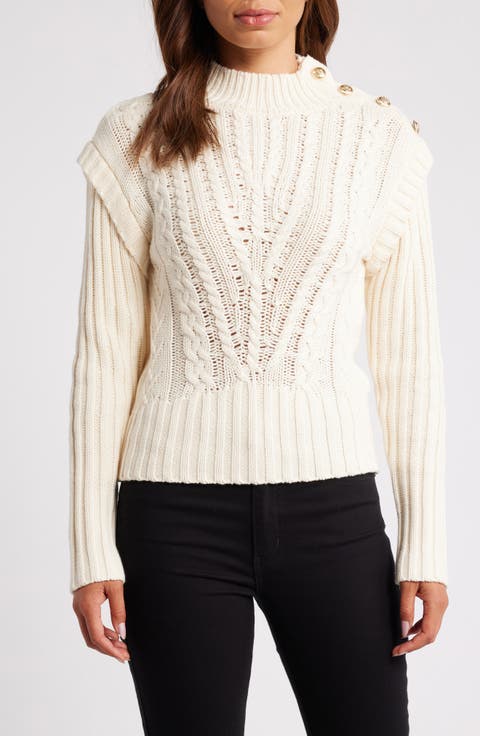 Cable Button Accent Sweater