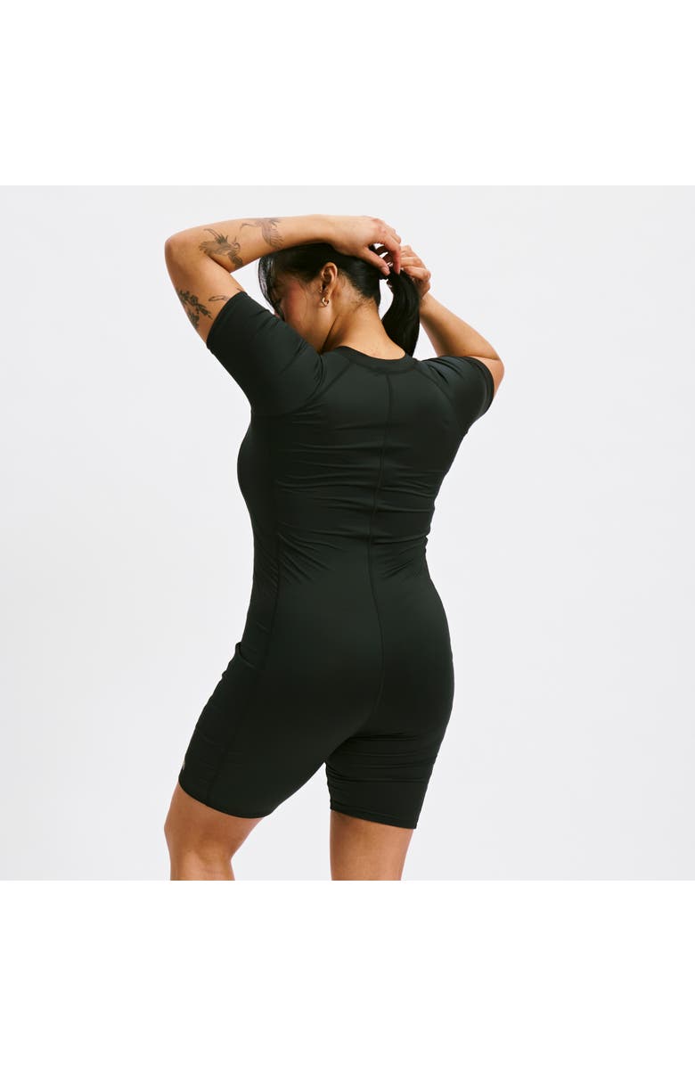 TomboyX 6-Inch Short Sleeve Swim Unisuit, Alternate, color, Black