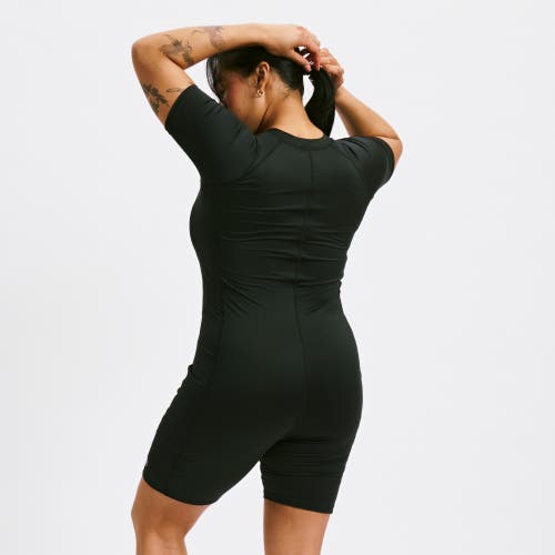Tomboyx 6-inch Short Sleeve Swim Unisuit In Black