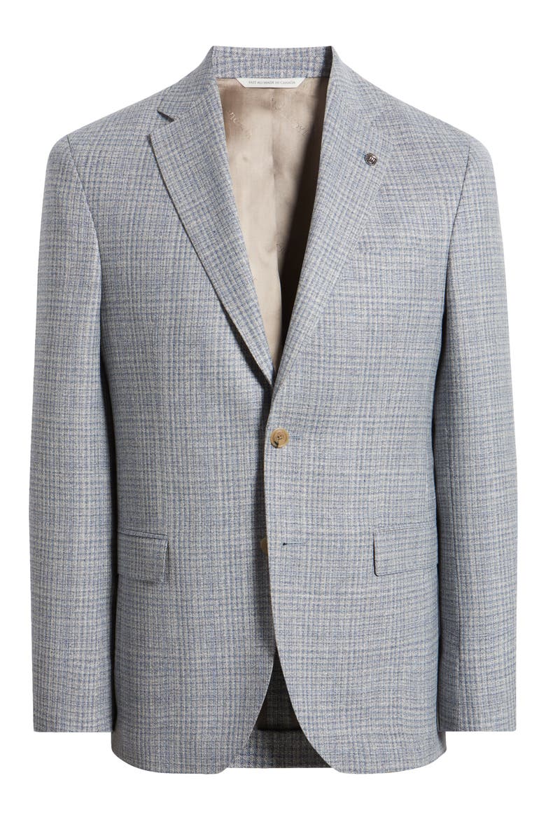 Midland Contemporary Fit Light Grey Plaid Wool & Silk Sport Coat, Alternate, color, LIGHT GREY