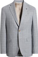 Jack Victor Midland Contemporary Fit Light Grey Plaid Wool & Silk Sport Coat