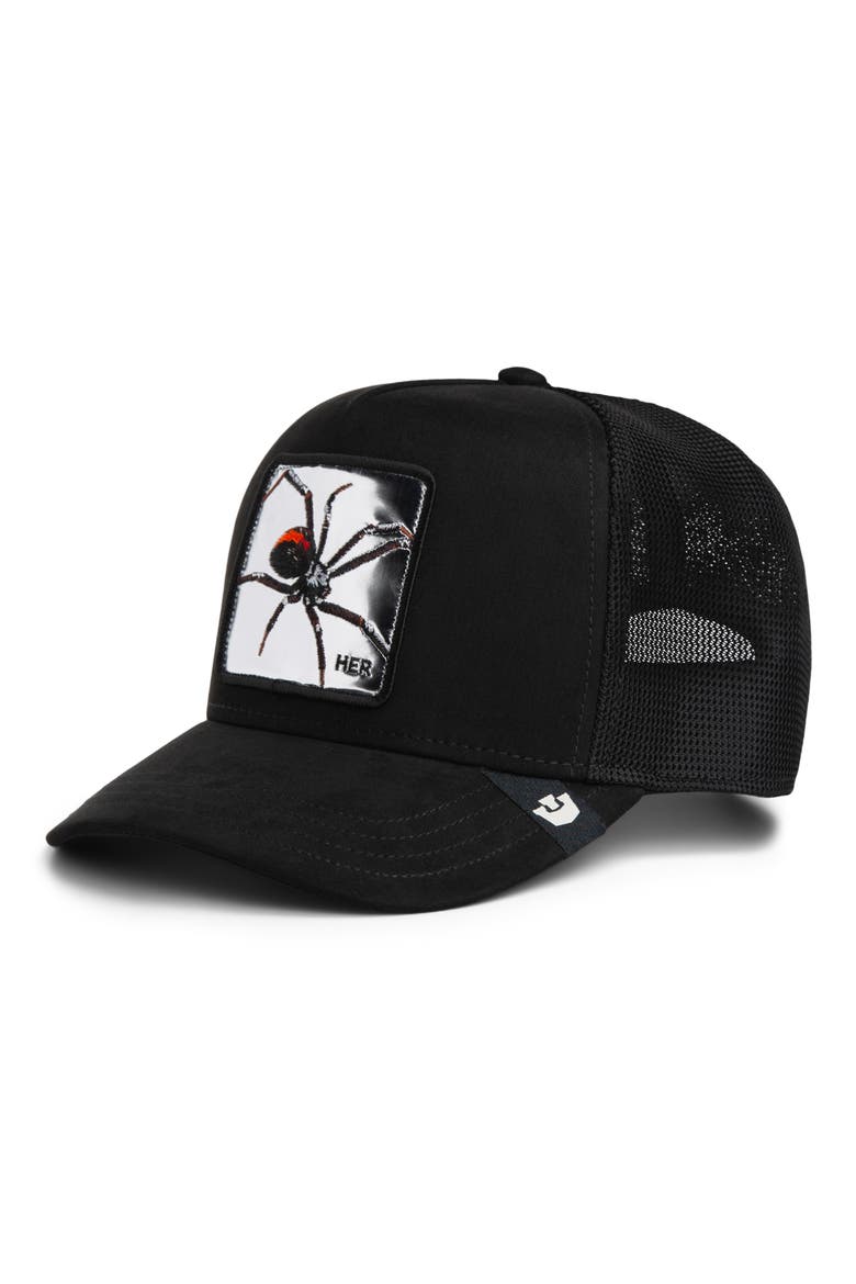 Silver Spider Patch Snapback Trucker Hat, Main, color, VOID