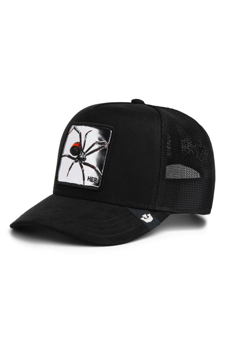 Goorin Bros. Silver Spider Patch Snapback Trucker Hat, Main, color, Void