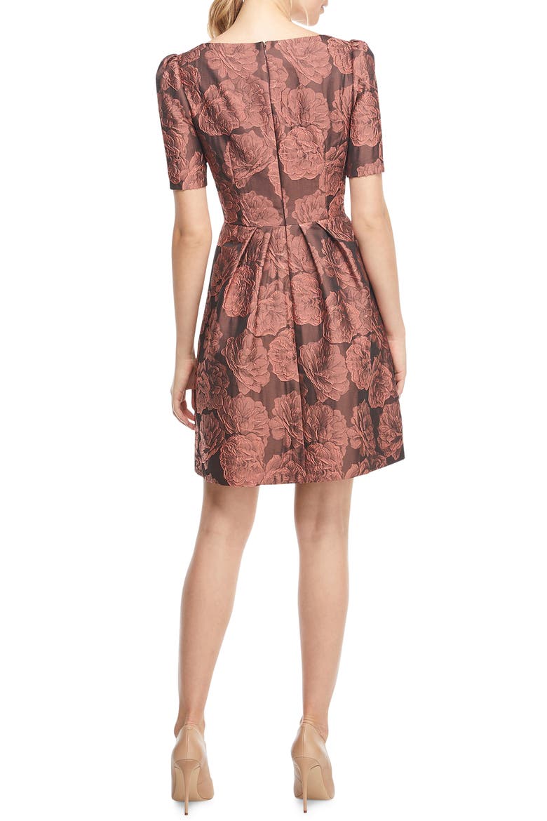 Ingrid Jacquard Fit & Flare Dress, Alternate, color, RUST