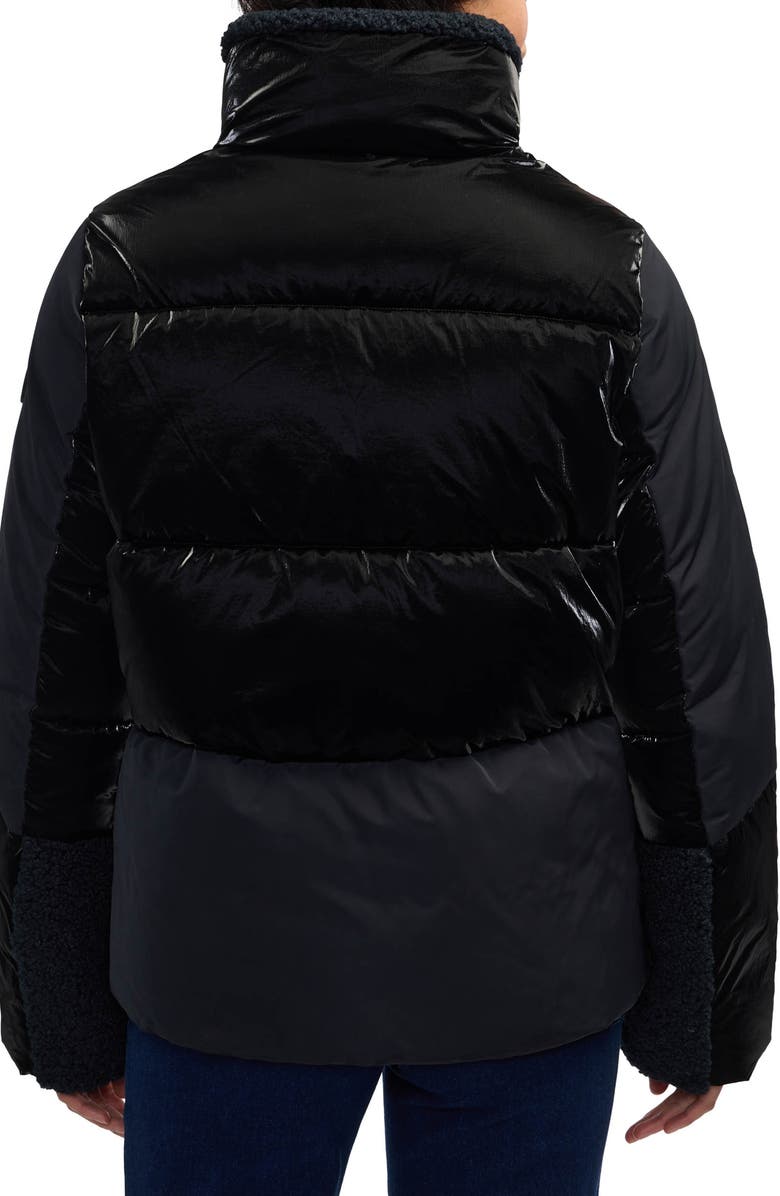 Scotch & Soda Selma Mixed Media Water Repellent Jacket, Alternate, color, Black