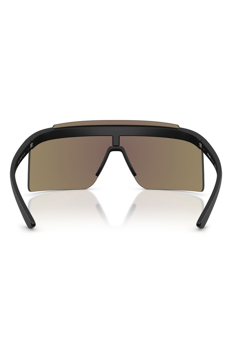 Prada Linea Rossa 140mm Polarized Shield Sunglasses, Alternate, color, Matte Black / Light Green Blue