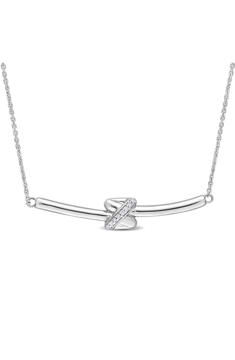 Julianna B. Diamond Bar Crossover Motif Necklace 14k, Main, color, White Gold