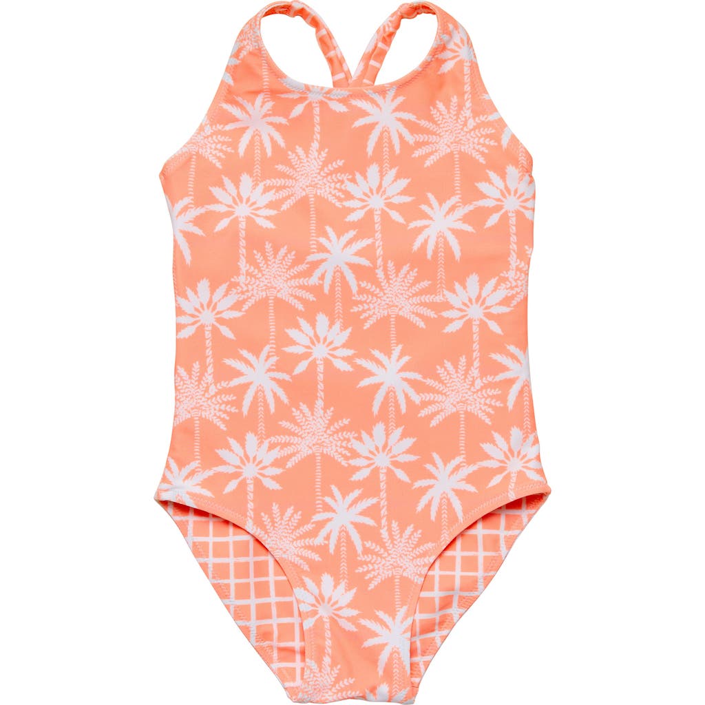 Snapper Rock Cali Palms Reversible One-piece Swimsuit In Orange