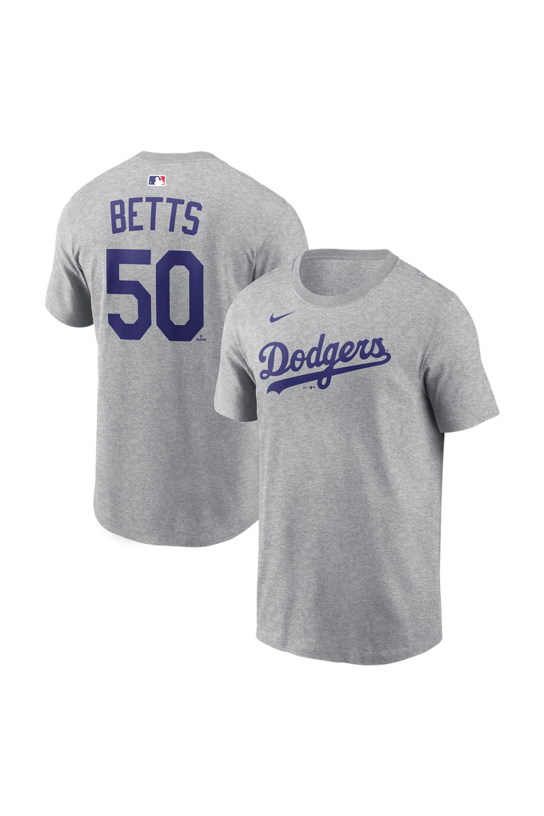 Men's Nike Mookie Betts Heather Gray Los Angeles Dodgers Name & Number T-Shirt, Main, color, Heather Gray