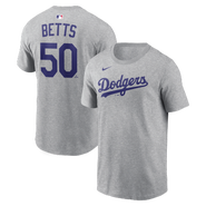 Nike Men's Nike Mookie Betts Heather Gray Los Angeles Dodgers Name & Number T-Shirt