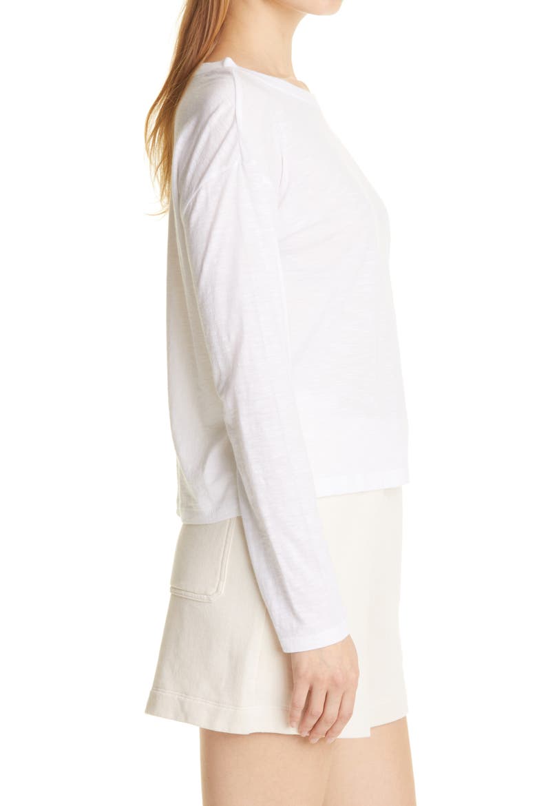Boxy Long Sleeve Cotton Crewneck Top, Alternate, color, OPTIC WHITE