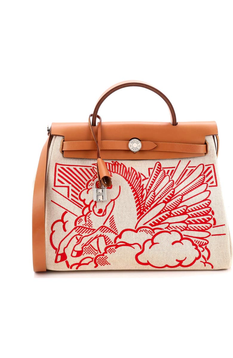 Pre-Owned Hermes Herbag Zip Pegase Pop Toile and Leather 31, Main, color, Gold