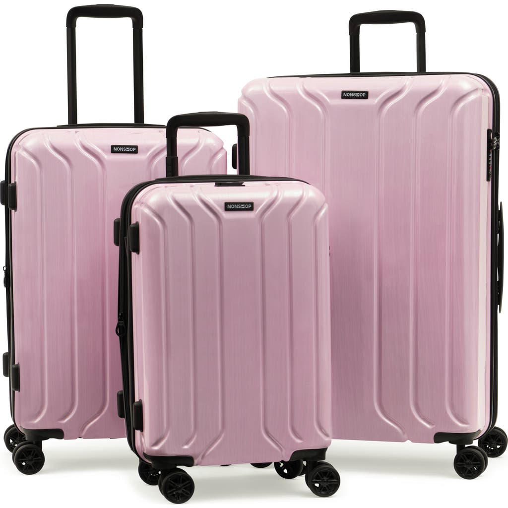 Nonstop New York Elite 3-piece Expandable Spinner Luggage Set And 3-piece Packing Cube Set In Blush Pink