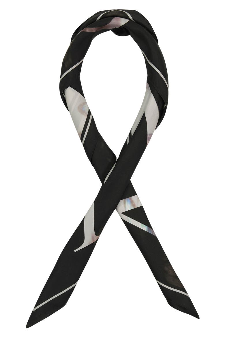 Checkerboard Silk Scarf, Main, color, BLACK