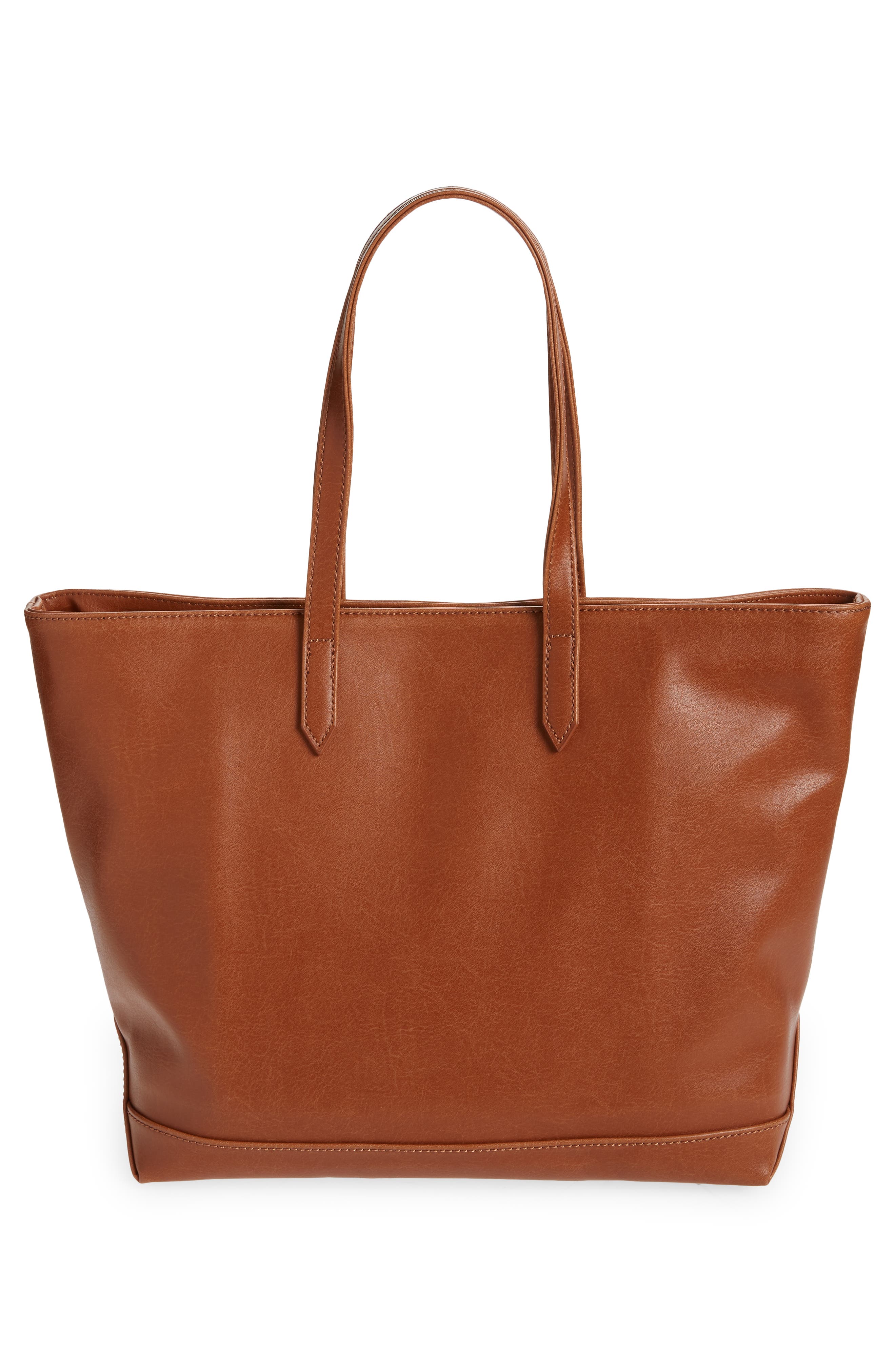 'Schlepp' Faux Leather Tote, Alternate, color, CHILI