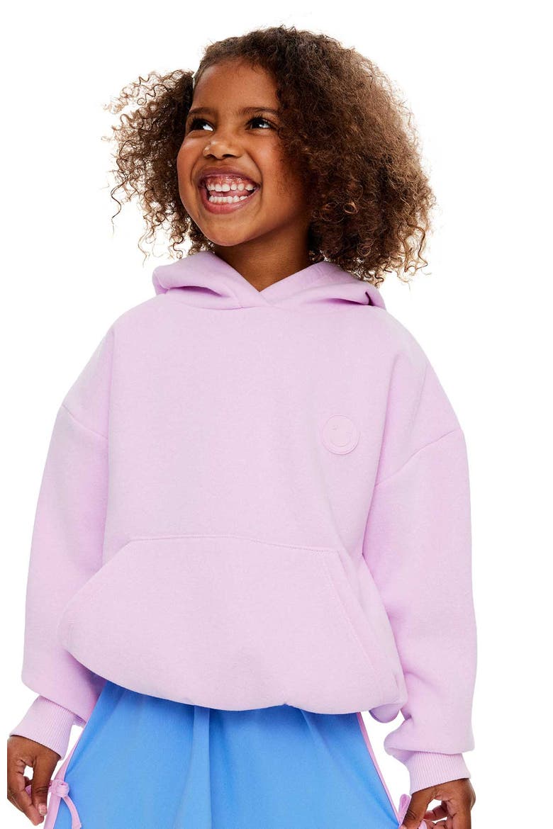 Kid's Sienna Bubble Hem Oversized Hoodie, Alternate, color, Pale Violet Badge
