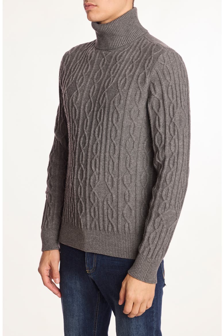 Cable Stitch Turtleneck Sweater, Alternate, color, WOLF GREY