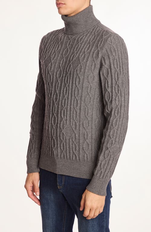 Paisley & Gray Cable Stitch Turtleneck Sweater In Brown
