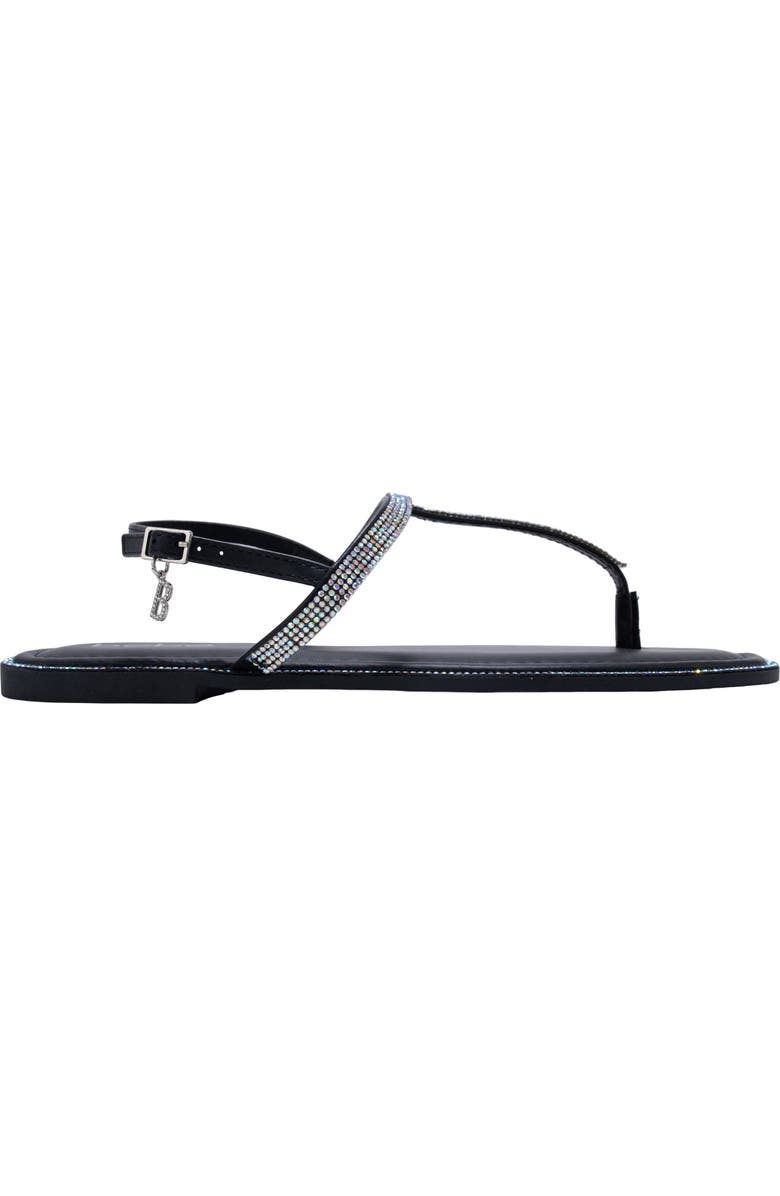 bebe Rhinestone T-Strap Sandal, Alternate, color, Black