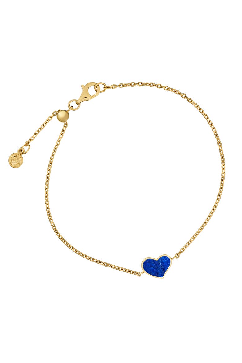 Heart Bracelet Set In Sterling Silver With 18K Gold Overlay, Main, color, BLUE