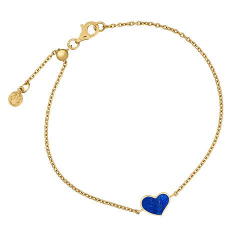 Heart Bracelet Set In Sterling Silver With 18K Gold Overlay