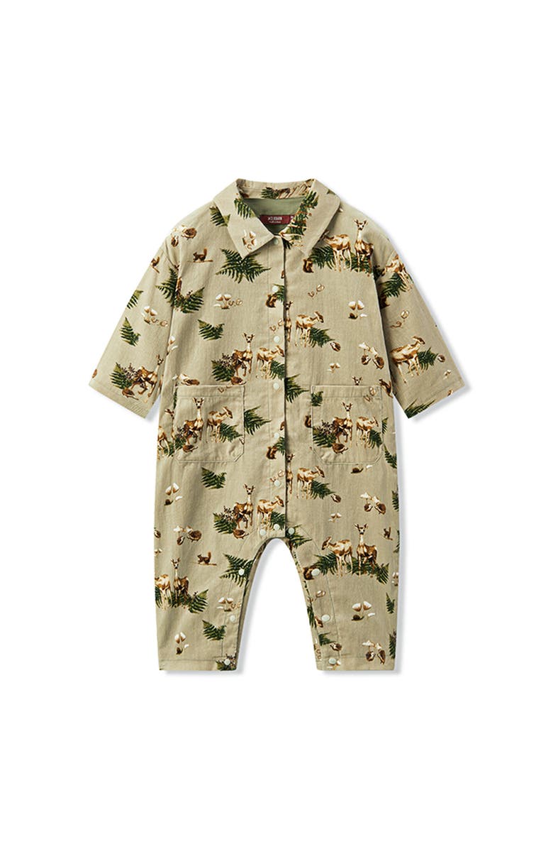 Milkbarn Organic Corduroy Cotton Snap Jumper, Main, color, Forest Party