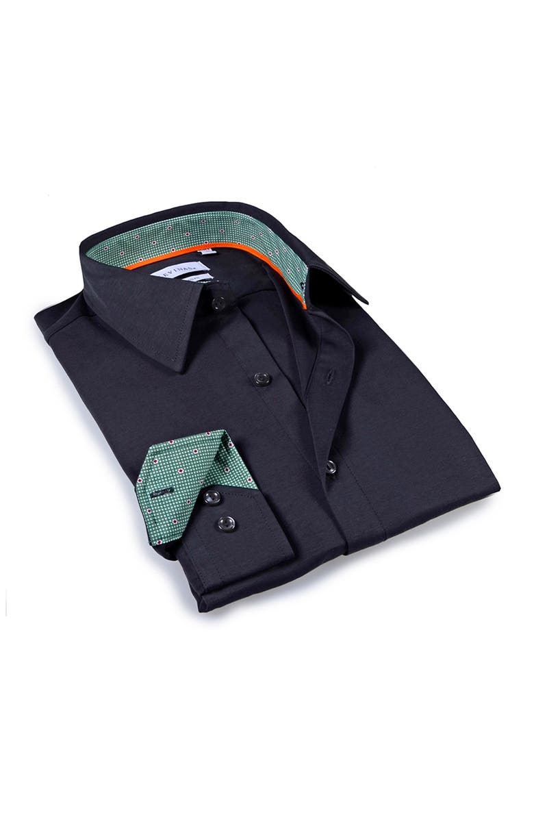 LEVINAS Solid Trim Tailored Fit Dress Shirt, Main, color,