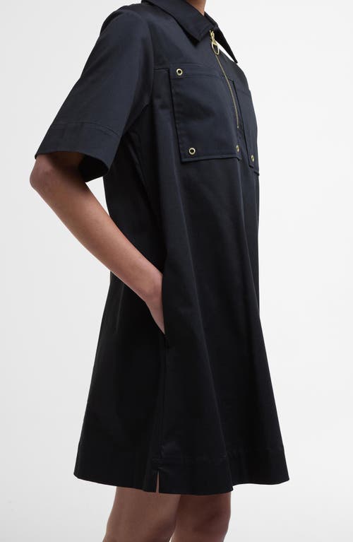Barbour Ettie Stretch Cotton Sateen Tunic Minidress In Black