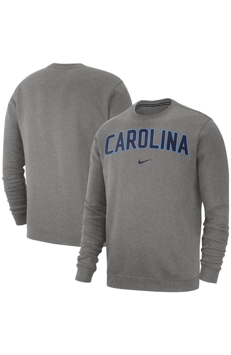 Nike Men's Nike Heather Gray North Carolina Tar Heels Club Fleece Sweatshirt, Main, color,