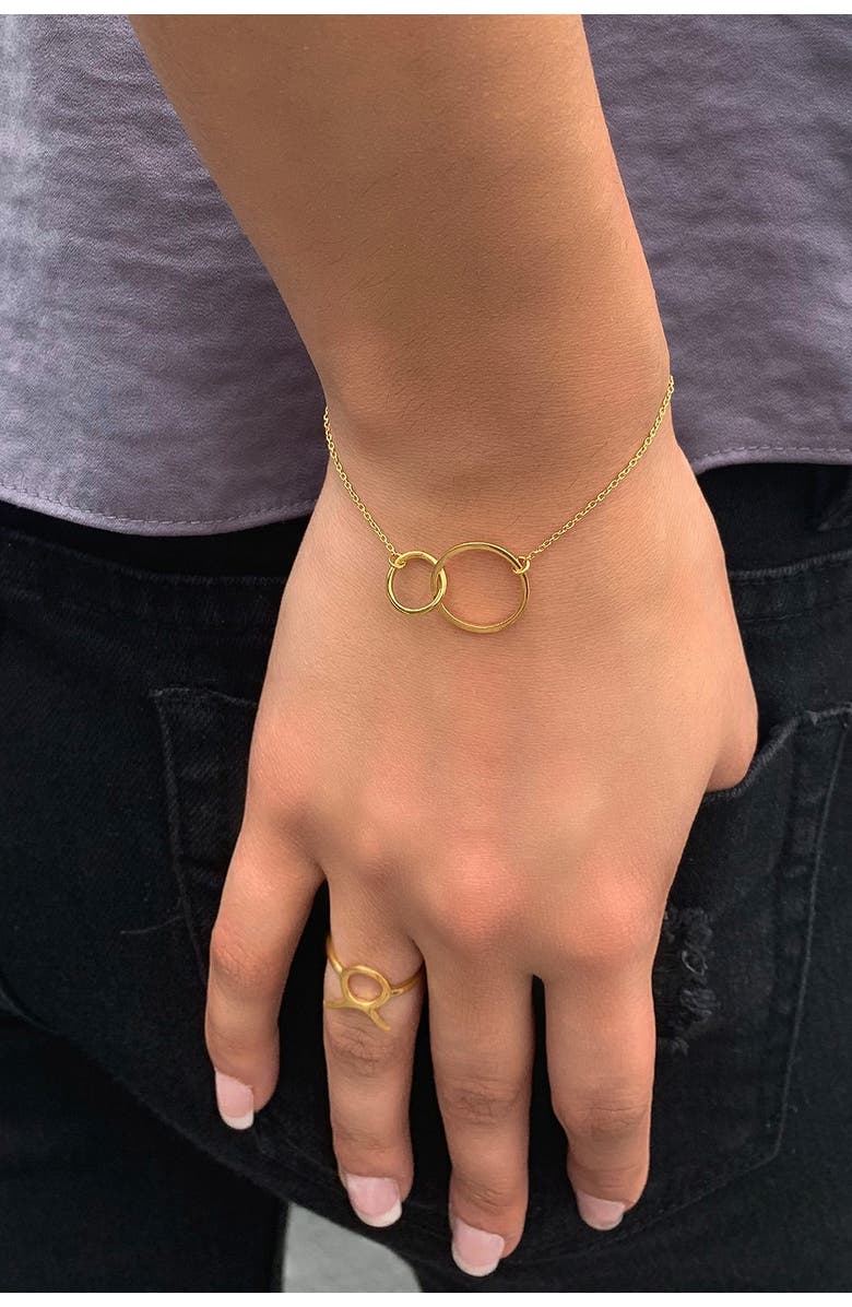 Sterling Forever 14K Yellow Gold Vermeil Interlocking Circles Bracelet, Alternate, color, Gold