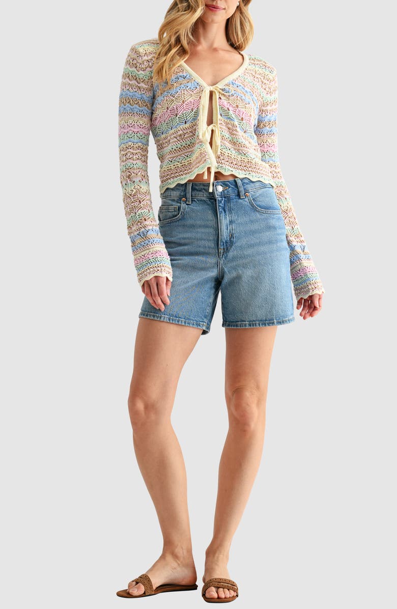 Lush Crochet Lace Tie Front Top, Alternate, color, Beige/ Pastel Multi