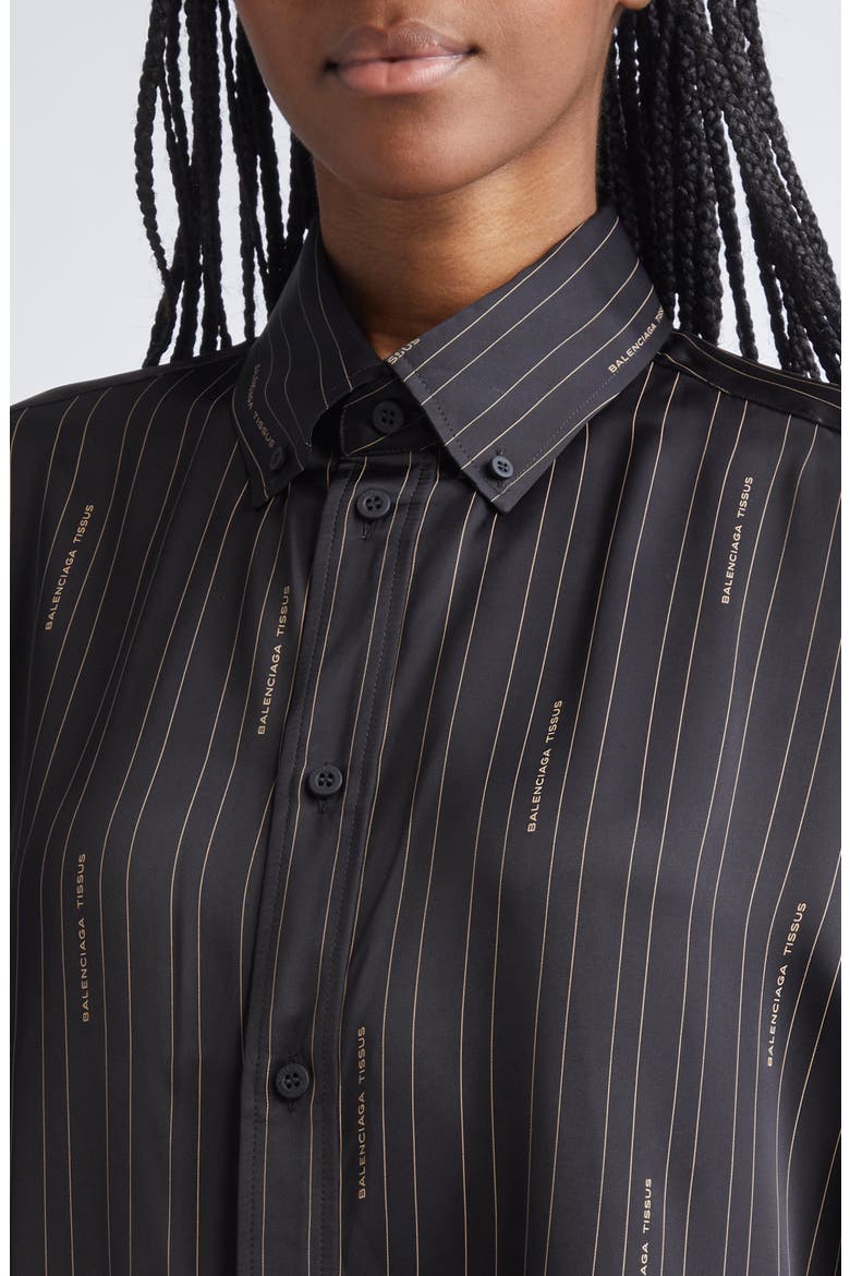 Logo Stripe Cocoon Button-Down Shirt, Alternate, color, 1264 BLACK/ CAMEL