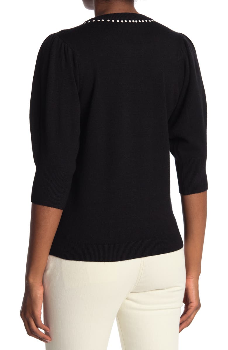 CeCe Pearly Collar Puff Sleeve Sweater, Alternate, color, 