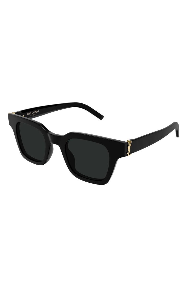 Saint Laurent 47mm Small Rectangular Sunglasses, Alternate, color, Black