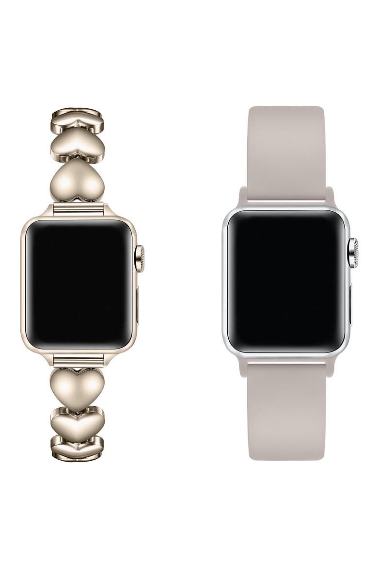 2-Pack Assorted Aphrodite Silicone Apple Watch® Watchbands, Alternate, color, PLATINUM