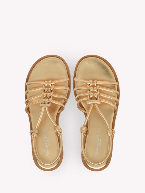Gianvito Rossi 45 Knotted Metallic Leather Platform Sandals In Metallic Gold Leather