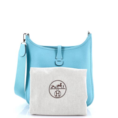 Pre-owned Hermes Hermes Evelyne Bag Gen Iii Clemence Pm In Blue