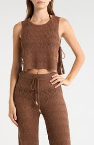 Elan Tie Side Crop Cover-Up Top
