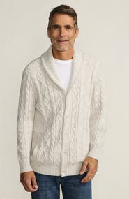 Lands' End Cotton Blend Cable Shawl Cardigan Sweater